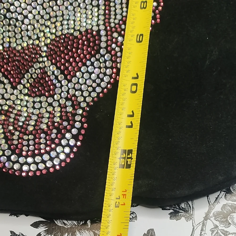 Black and Red Skull Embellished Shoulder‎ Bag 13X15